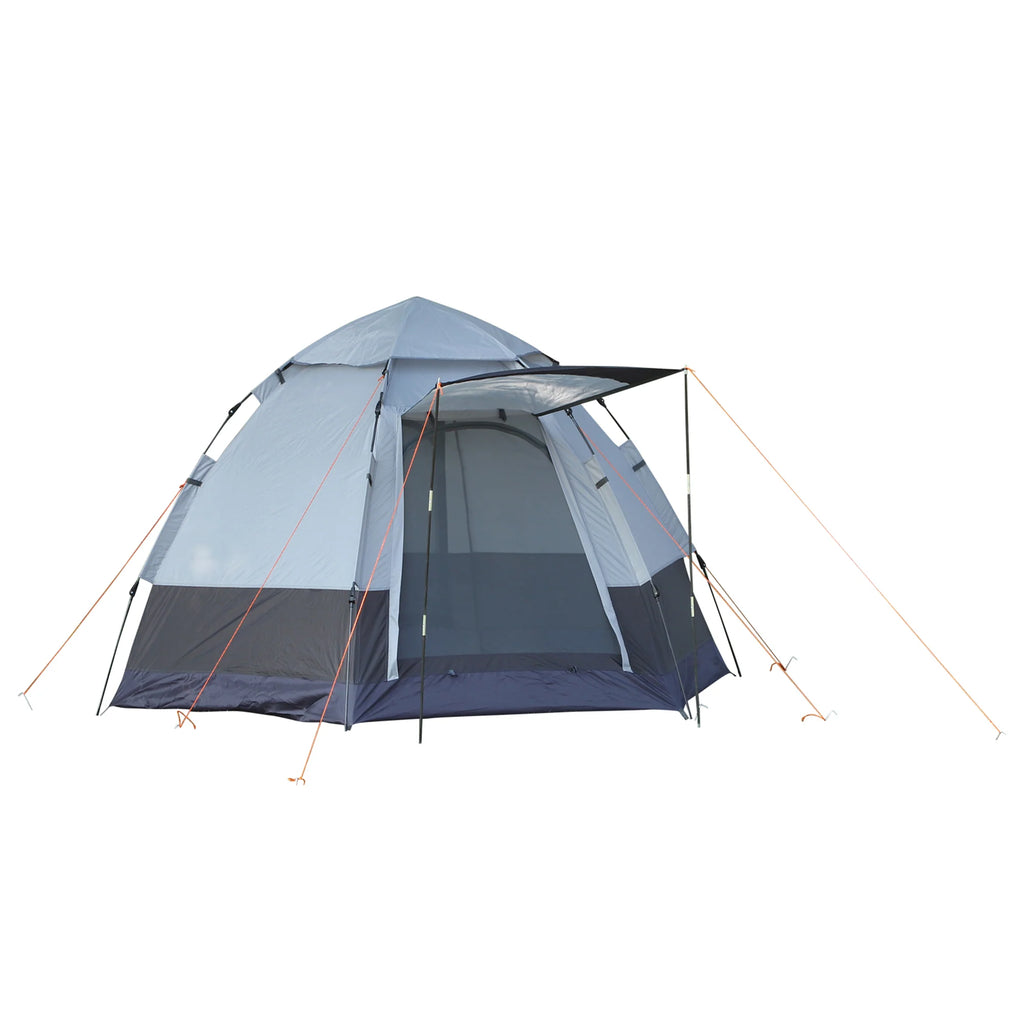 Tenda da campeggio Outsunny 3-4 persone, tenda a cupola grigio-nera