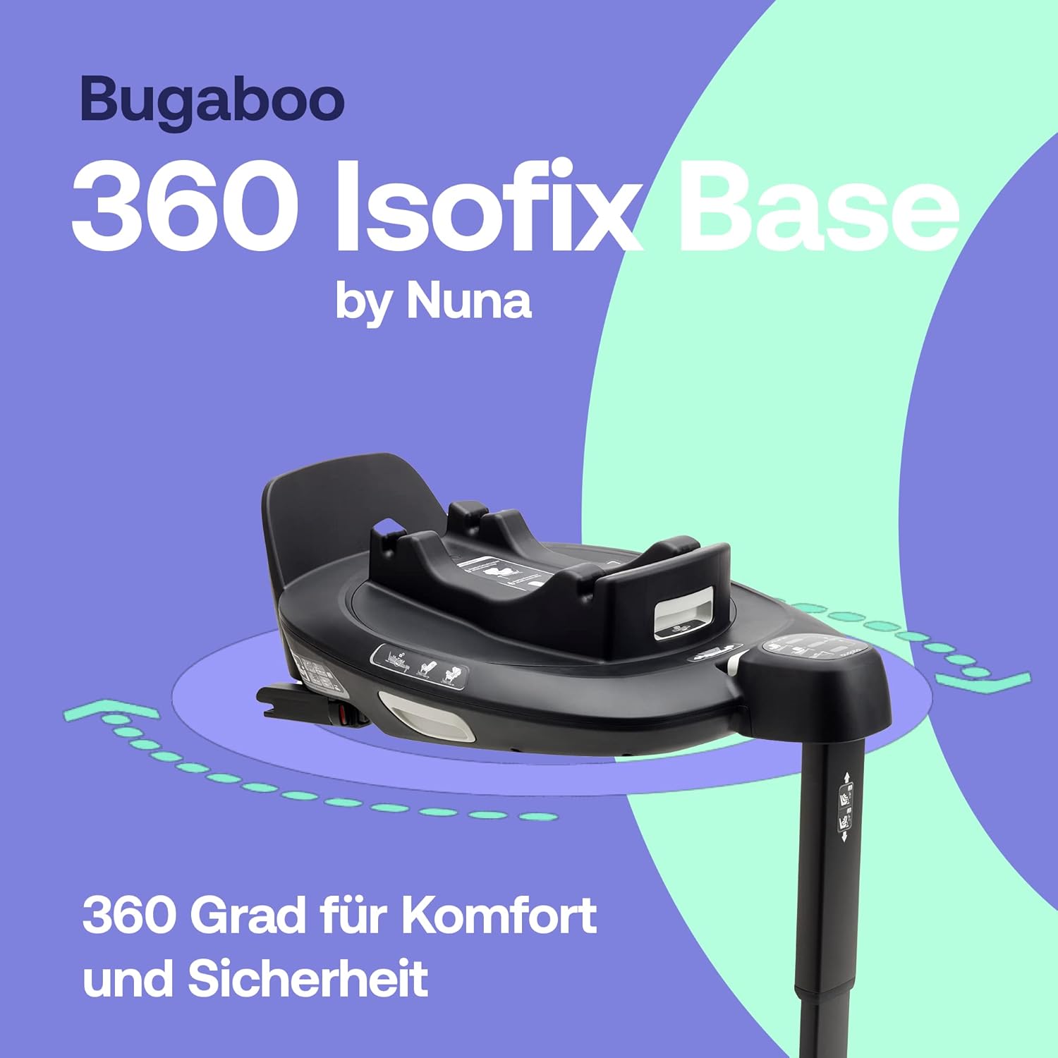 Base ISOFIX a 360 gradi Bugaboo by Nuna per seggiolini auto Owl e Turtle Air, dalla nascita fino a 4 anni o da 0 a 18 kg, orientabile in avanti o all'indietro, installazione sicura