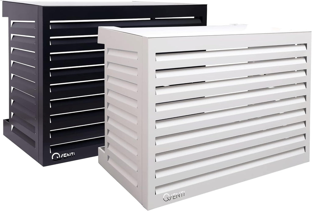 Copertura Qventi per condizionatore - Antracite/Grigio - Alluminio - Griglia di protezione - Rivestimento - Facile montaggio - Taglia S - Dimensioni esterne (LxPxH): 100 x 50 x 75 cm