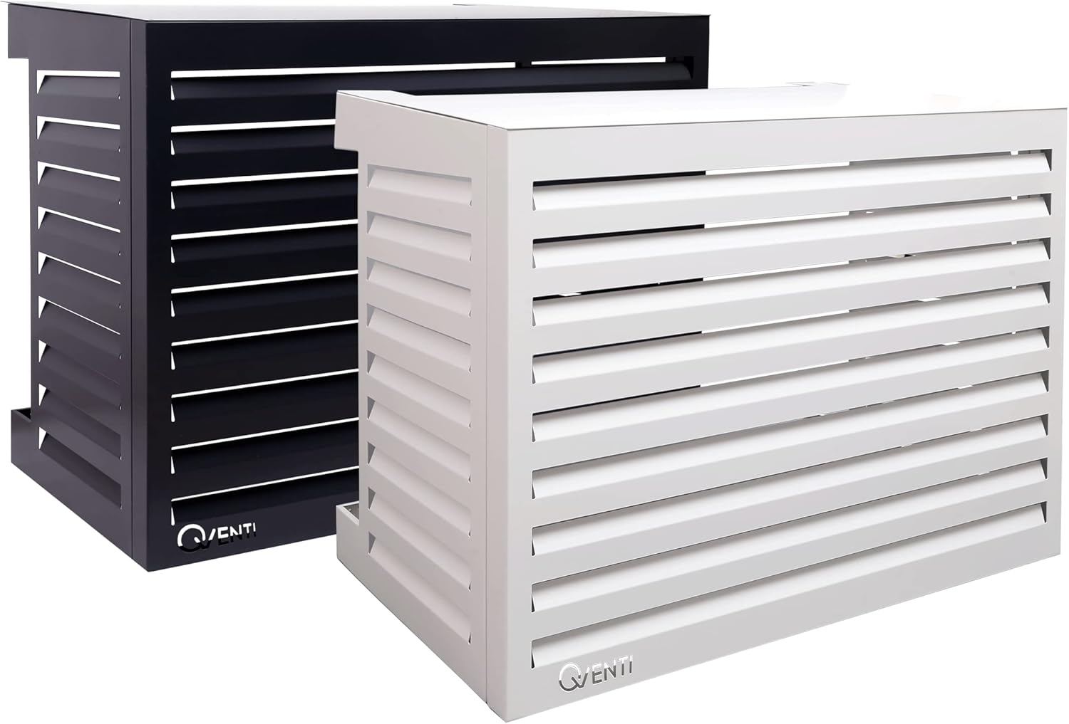 Copertura Qventi per condizionatore - Antracite/Grigio - Alluminio - Griglia di protezione - Rivestimento - Facile montaggio - Taglia S - Dimensioni esterne (LxPxH): 100 x 50 x 75 cm