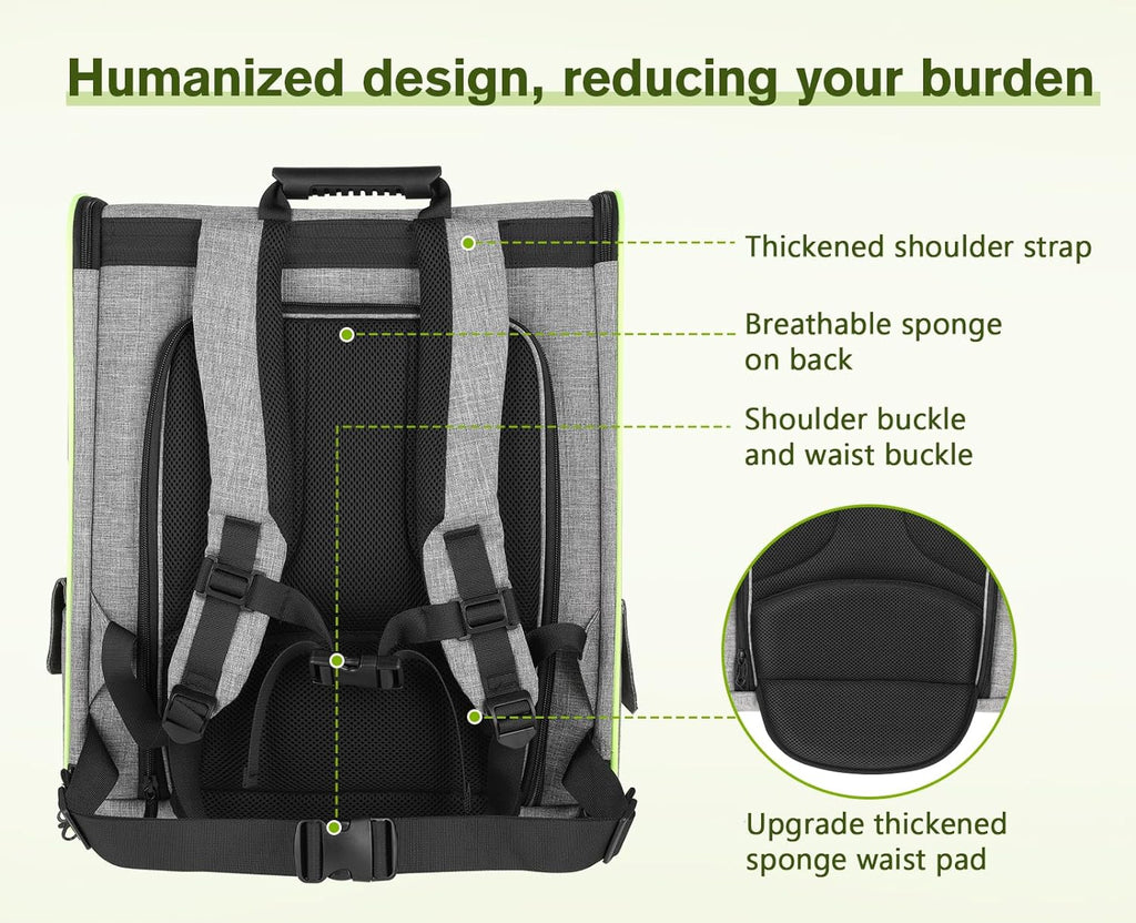 pecute Haustier Rucksack mit Netzfenster, Tragbare und Faltbare Katzentasche, Atmungsaktive und Leichte Hundetasche, Wasserdichtes Oxford-Tuch mit Viel Platz, Multifunktionales Rutschfestes Grau XL