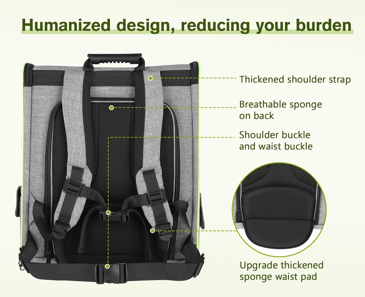 pecute Haustier Rucksack mit Netzfenster, Tragbare und Faltbare Katzentasche, Atmungsaktive und Leichte Hundetasche, Wasserdichtes Oxford-Tuch mit Viel Platz, Multifunktionales Rutschfestes Grau XL