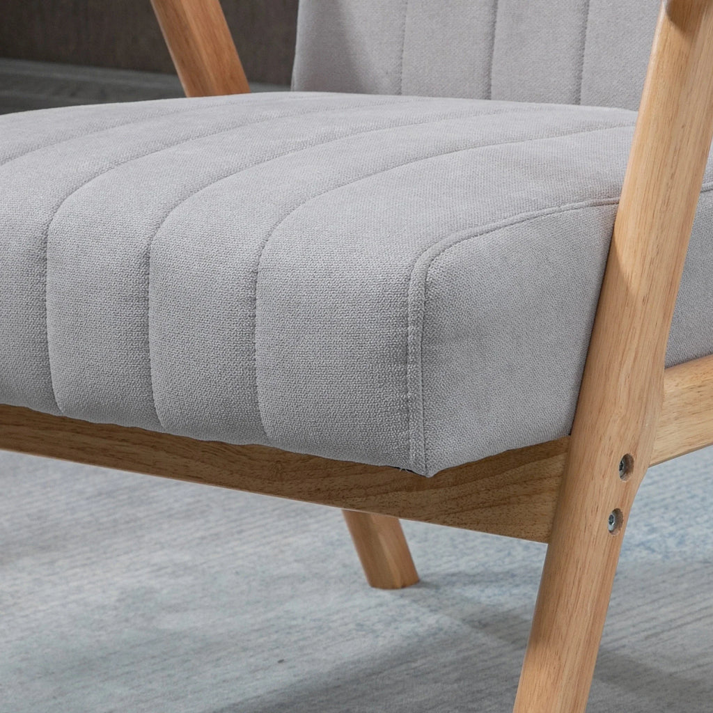 HOMCOM Sedia Imbottita Design Scandi extra confortevole Velluto Grigio Chiaro