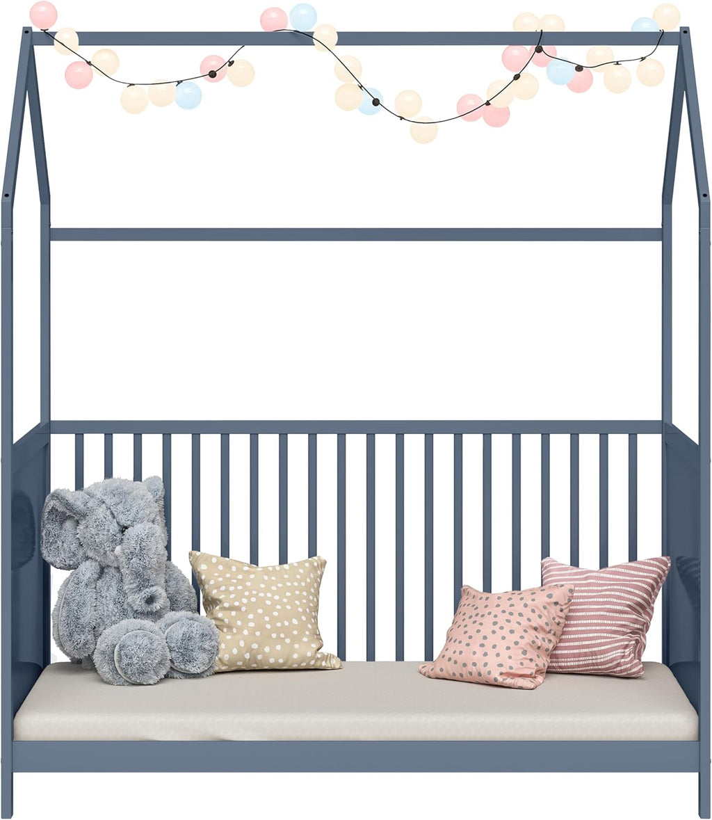 Bellabino Nika Lettino a capanna 70 x 140 cm, letto con sbarre e lettino a capanna per bambini e neonati in pino massiccio bianco, regolabile in altezza su 3 posizioni, incl. rete a doghe