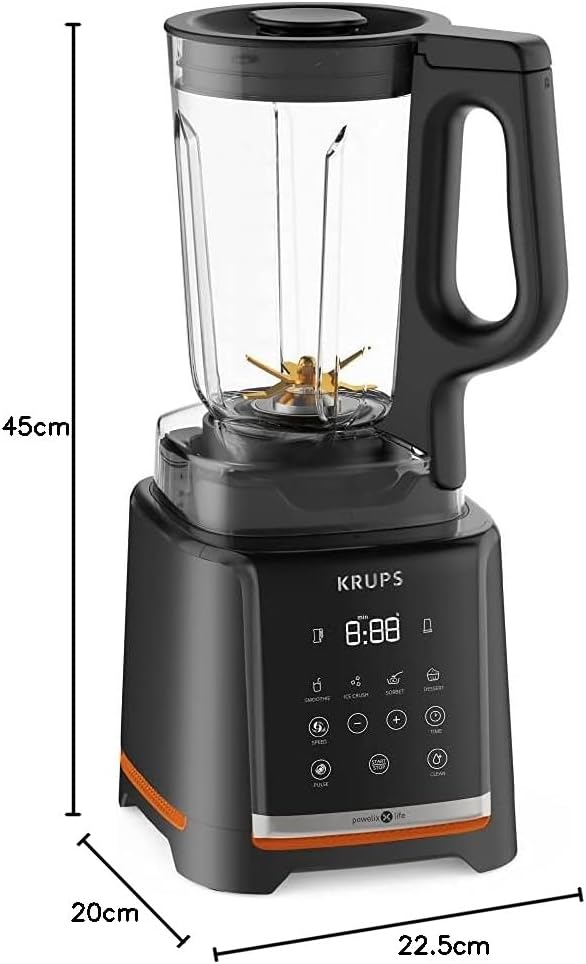 Krups Frullatore ad alta velocità InfinyMix KB9158 | 1600 W | 5 programmi automatici + impostazione manuale | Caraffa Tritan | ricettario incluso | Frullati, frappè, ghiaccio tritato | Nero