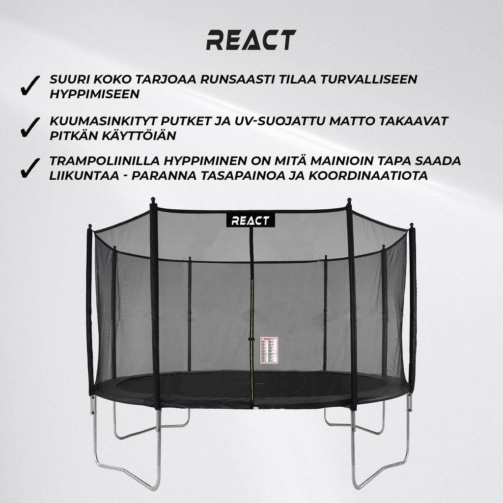 Trampolino React 427cm con rete di sicurezza
