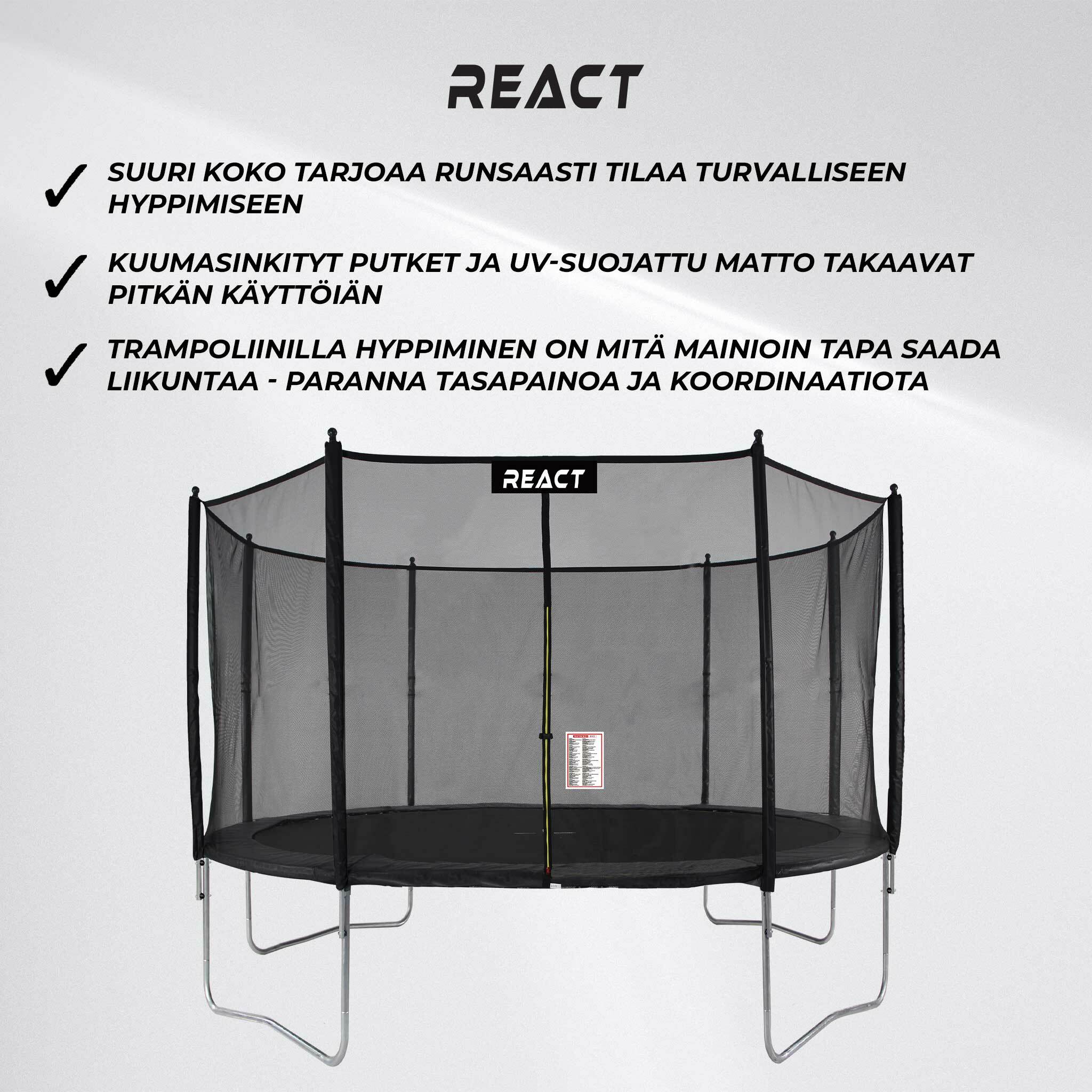 Trampolino React 427cm con rete di sicurezza