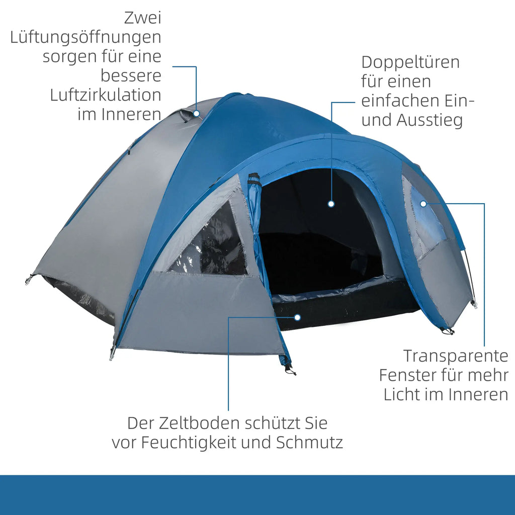 Outsunny Tenda da Campeggio 4 Persone 4 Stagioni con Veranda Esterna