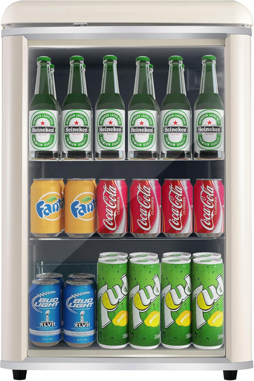 Frigorifero Merax 128L, Frigorifero da incasso per bevande con frigorifero da 120L + congelatore da 8L, con luce LED interna e ripiani regolabili, silenziosissimo per ristorante, bar, bevande e birra