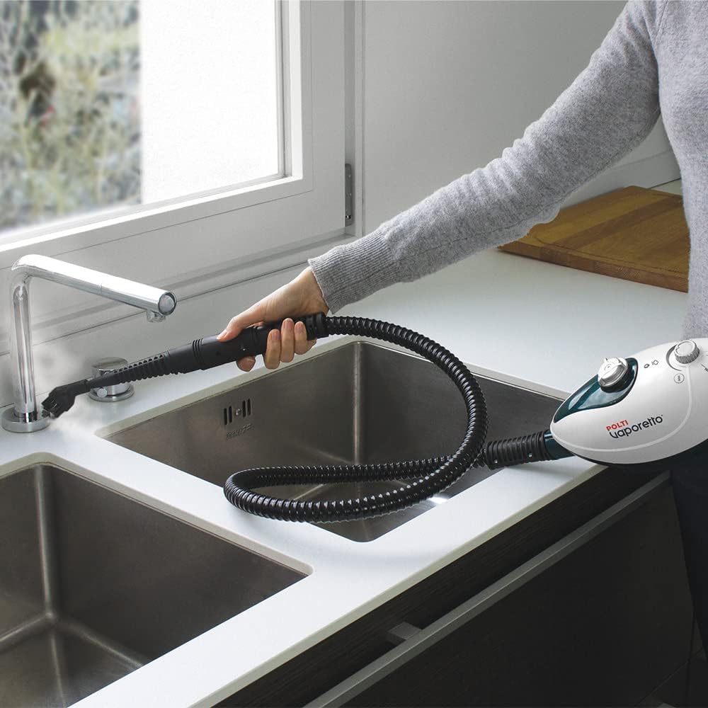 Polti PTEU0292 Vaporetto SV240 Scopa a vapore con pulitore a vapore integrato, uccide ed elimina il 99,9%* di virus, germi e batteri, Bianco/Verde