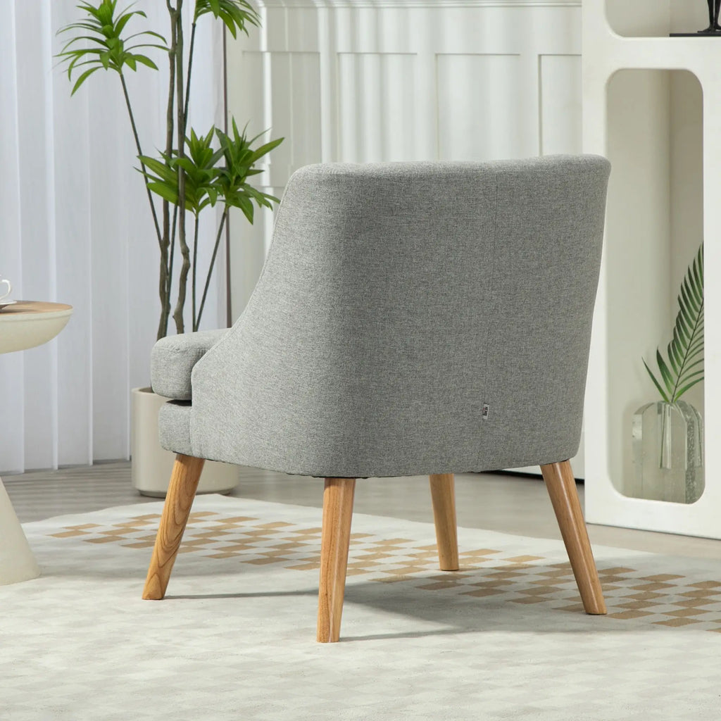 HOMCOM Sedia Imbottita Design Scandinavo Poltroncina Grigio Chiaro
