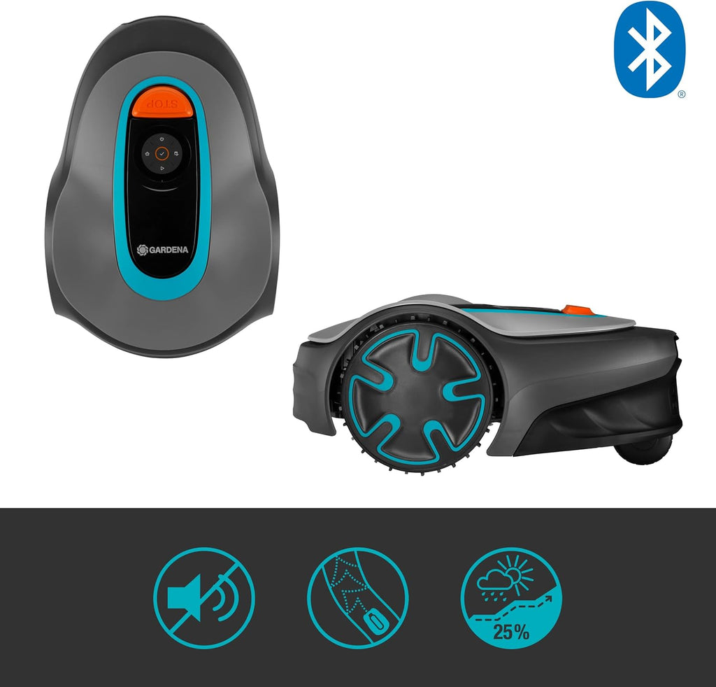 Gardena Rasaerba robotizzato SILENO minimo 500 m: tosaerba intelligente con connettività ottimale, programmabile con l'app Gardena Bluetooth, versione DE (15202-20)
