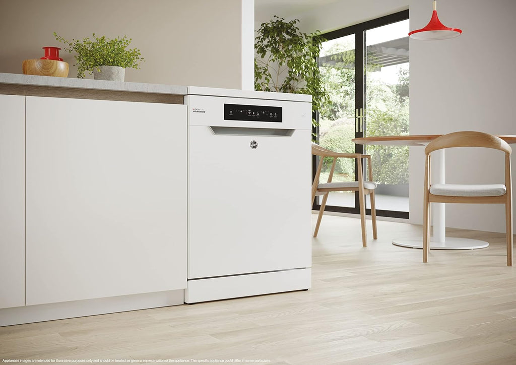 Lavastoviglie Hoover HF 4C6F0PW; 14 coperti; Libera installazione, 60 cm di larghezza; Classe di efficienza energetica C; Controllo intelligente con tecnologia WiFi + Bluetooth