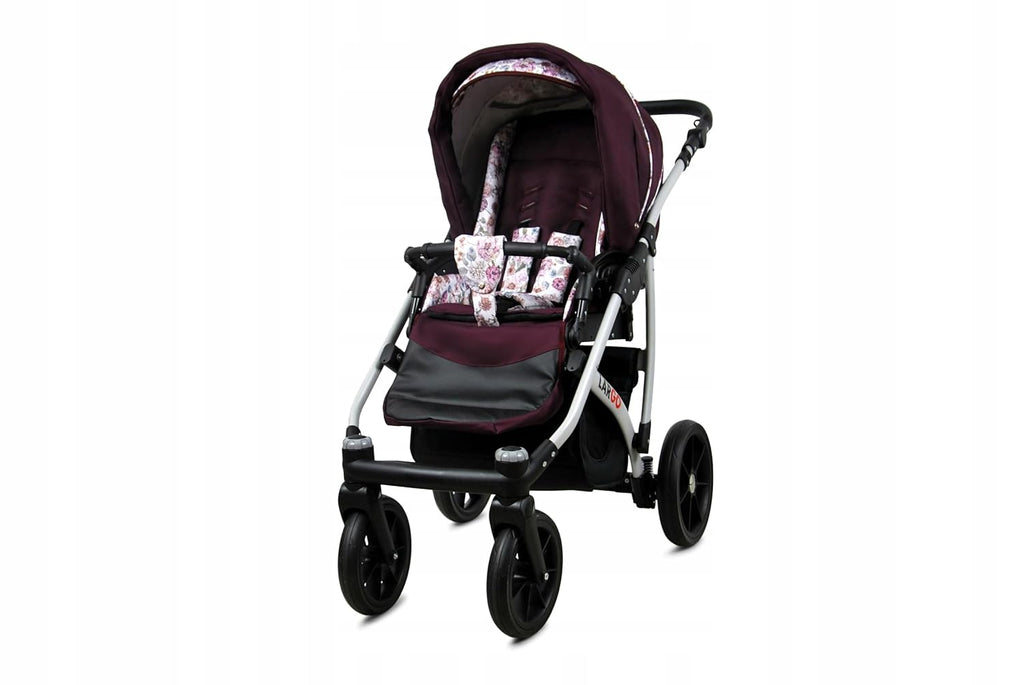 BabyLux Largo 2-in-1 Baby Kinderwagen Tief und Kinderwagen mit Zubehör Verstellbar und faltbar Aluminiumkonstruktion Wasserdicht Nicht abnehmbare Räder Brown Cream White Frame