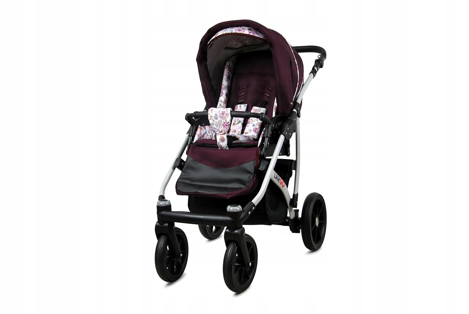 BabyLux Largo 2-in-1 Baby Kinderwagen Tief und Kinderwagen mit Zubehör Verstellbar und faltbar Aluminiumkonstruktion Wasserdicht Nicht abnehmbare Räder Brown Cream White Frame