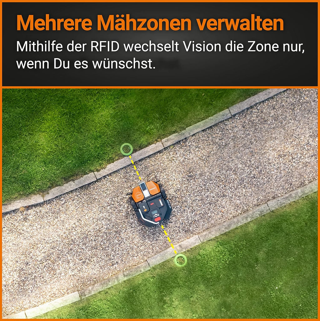 WORX Landroid Plus WR165E Mhroboter mit Begrenzungskabel für Grten bis 500m (AIA Navigation, App Steuerung, WLAN, Bluetooth und schwimmendem Mhwerk - max Steigung: 35%)