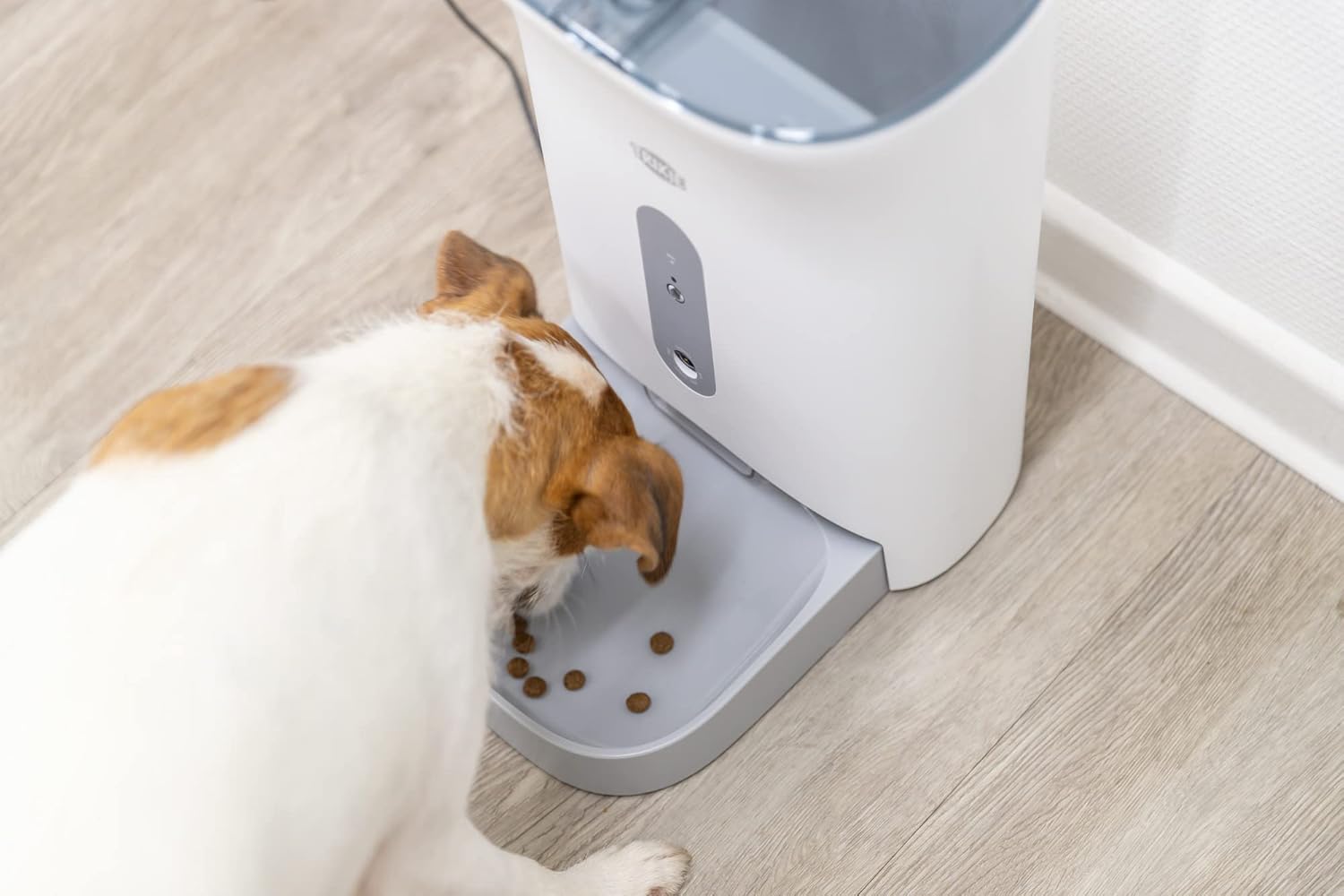 TRIXIE praktischer Futterautomat TX8 SMART 2.0, 4,5 l/24 × 38 × 19 cm, weiß/grau - 24344