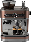 Philips Barista Brew Macchina da caffè espresso semiautomatica - Tasto Espresso singolo e doppio + Americano, Contenitore per chicchi da 250 g, Guida intuitiva, Pressatura calibrata, Argento metallizzato (PSA3218/01)