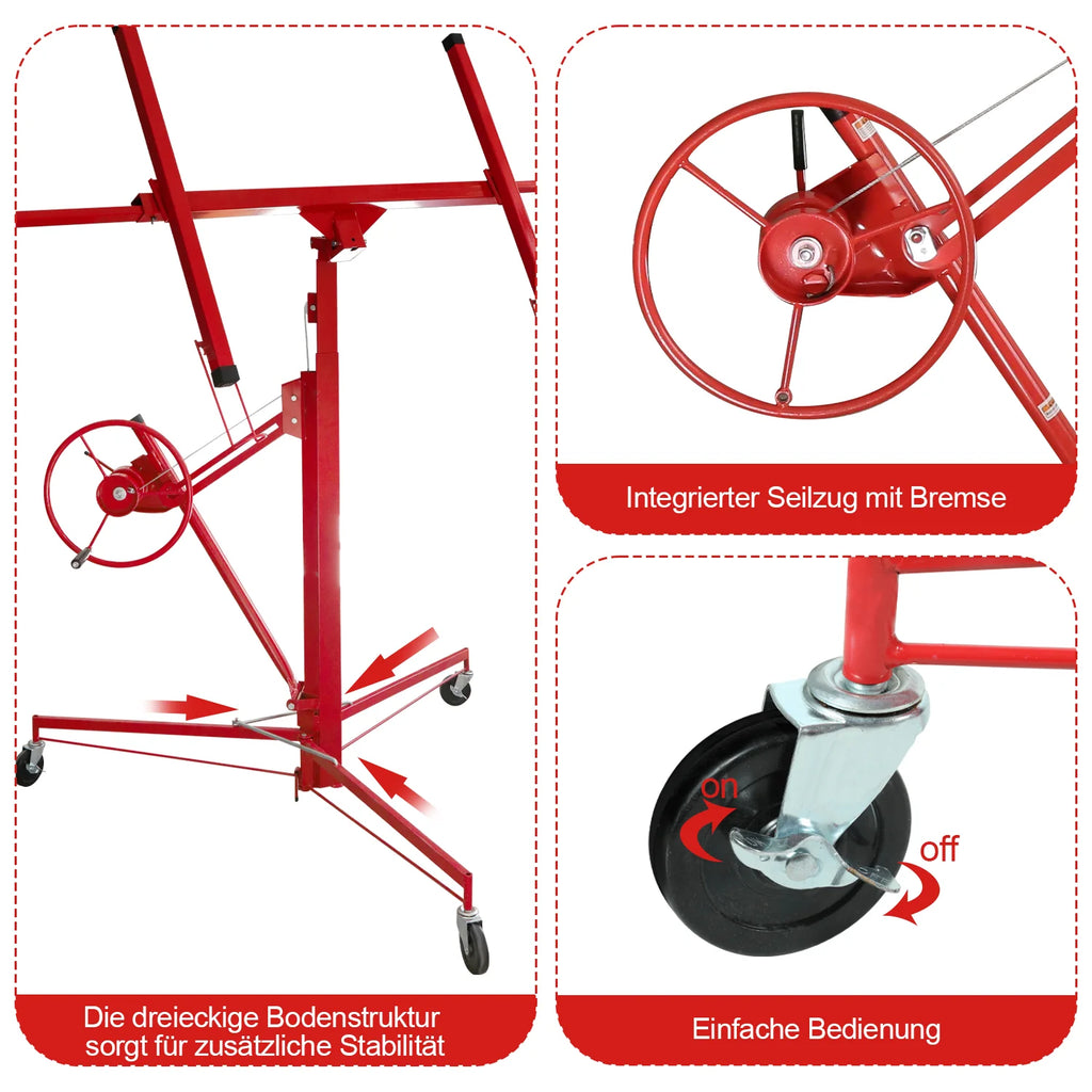 Sonnewelt Sollevatore per cartongesso 68 kg di capacità di carico pieghevole regolabile in altezza 140 cm - 350 cm