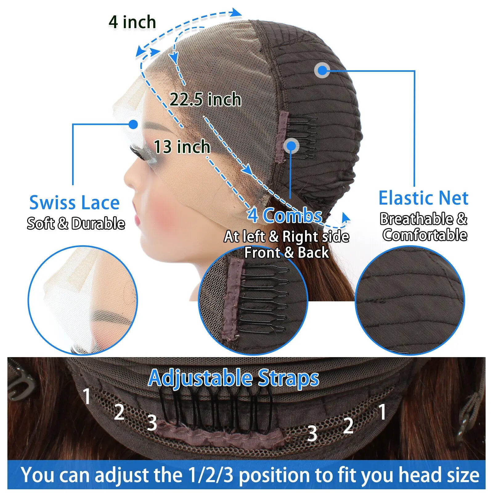 Hair Beauty: Parrucche frontali Luxurise 13x4 HD Lace - Parrucca Brazilian Virgin Lace #4 Marrone Scuro
