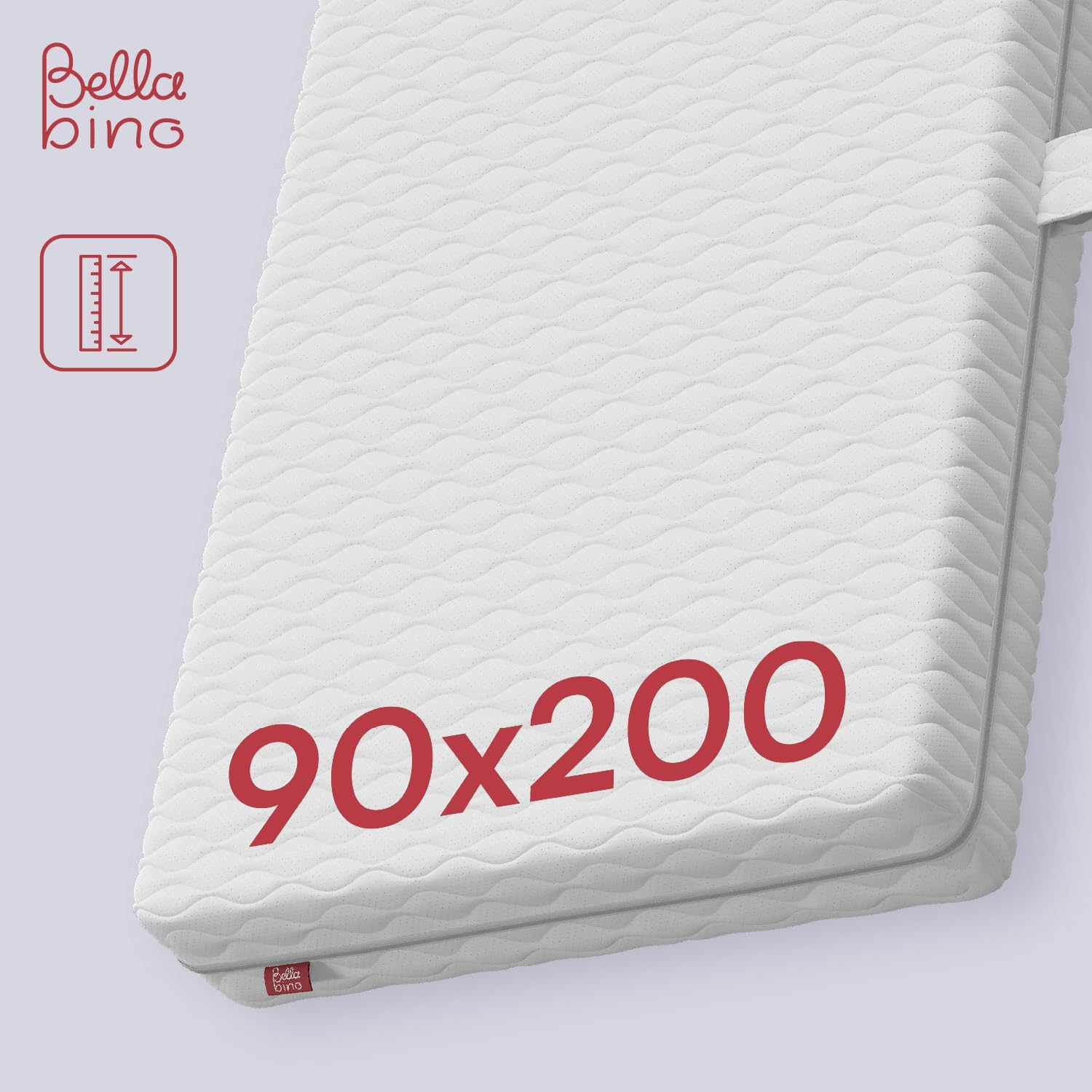 Bellabino Lettino per bambini Bia 140x200 cm, letto a capanna per bambini con protezione anticaduta e rete a doghe arrotolabile, letto a terra Montessori bianco in legno massello di pino