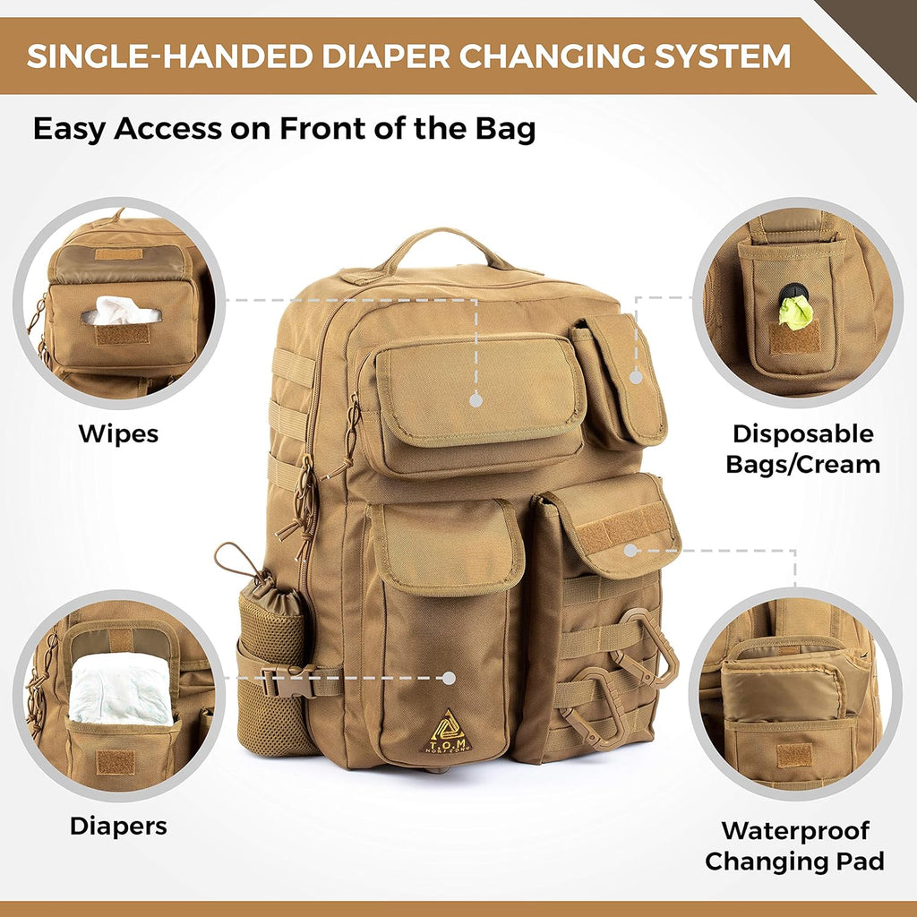 Taktische Wickeltasche für Papa, wasserdichte Wickelunterlage, isolierte Flaschentaschen, Wickelsystem mit einer Hand, Herren Wickeltasche, Rucksack für Herbst 2020