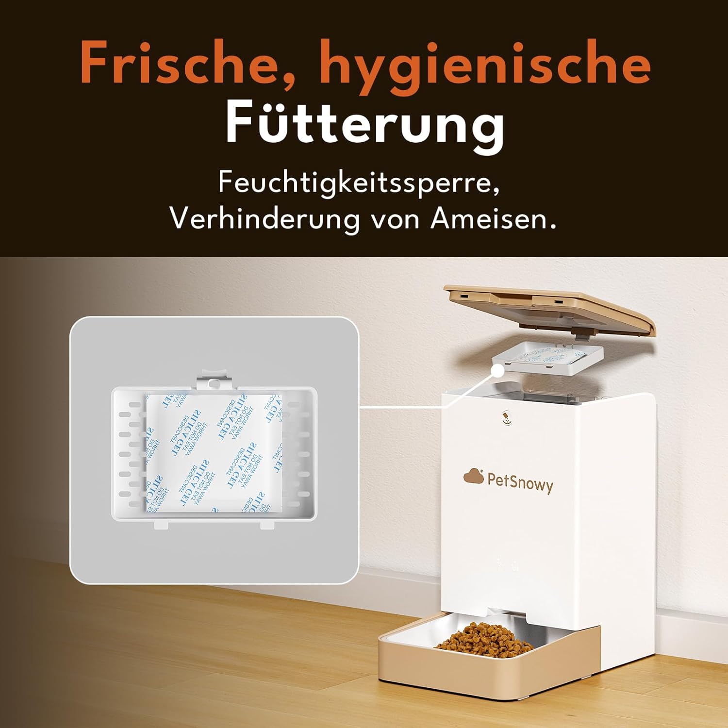 Snow+ Distributore Automatico di Cibo per Gatti, 4L Dispenser Automatico di Cibo per Gatti e Cani, Dispenser Automatico di Cibo per Gatti WiFi con Controllo APP, Doppia Alimentazione, Blocco a 3 Freschezza, 1-10 Pasti/Giorno