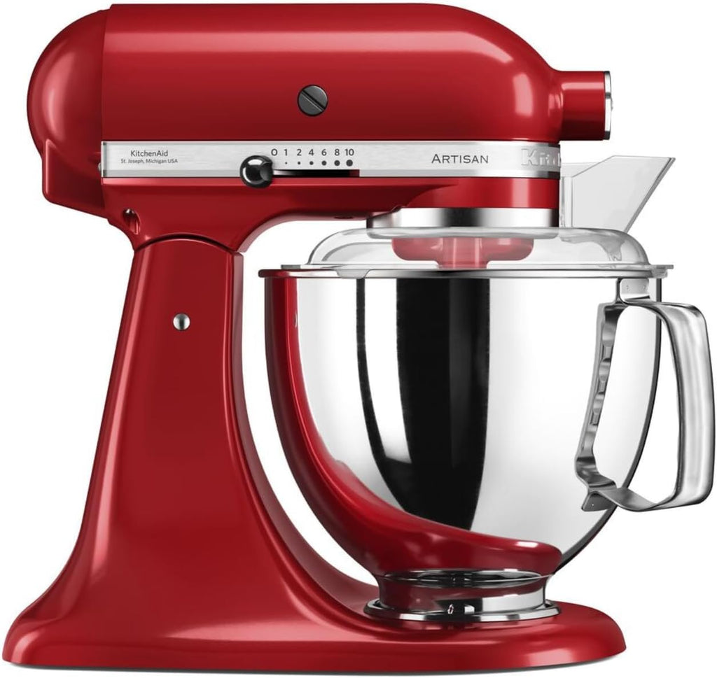KitchenAid Robot da Cucina I Artisan I Planetaria con Testa Reclinabile I Impastatrice con 5 Accessori | 2 Ciotole in Acciaio Inox | 4.8 L | Rosso Imperiale