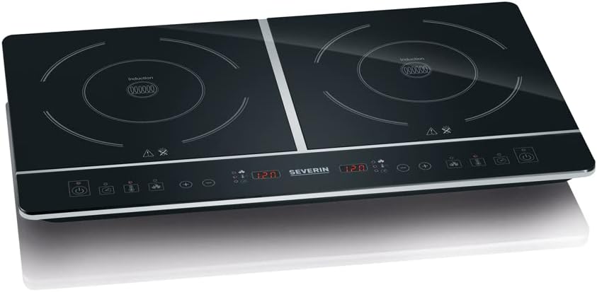SEVERIN Doppio Fornello a Induzione per Cucina, Ufficio o Campeggio, Piastra di Alta Qualità, Fornello da Campeggio per Due Pentole, nero, 3.400 W, DK 1031