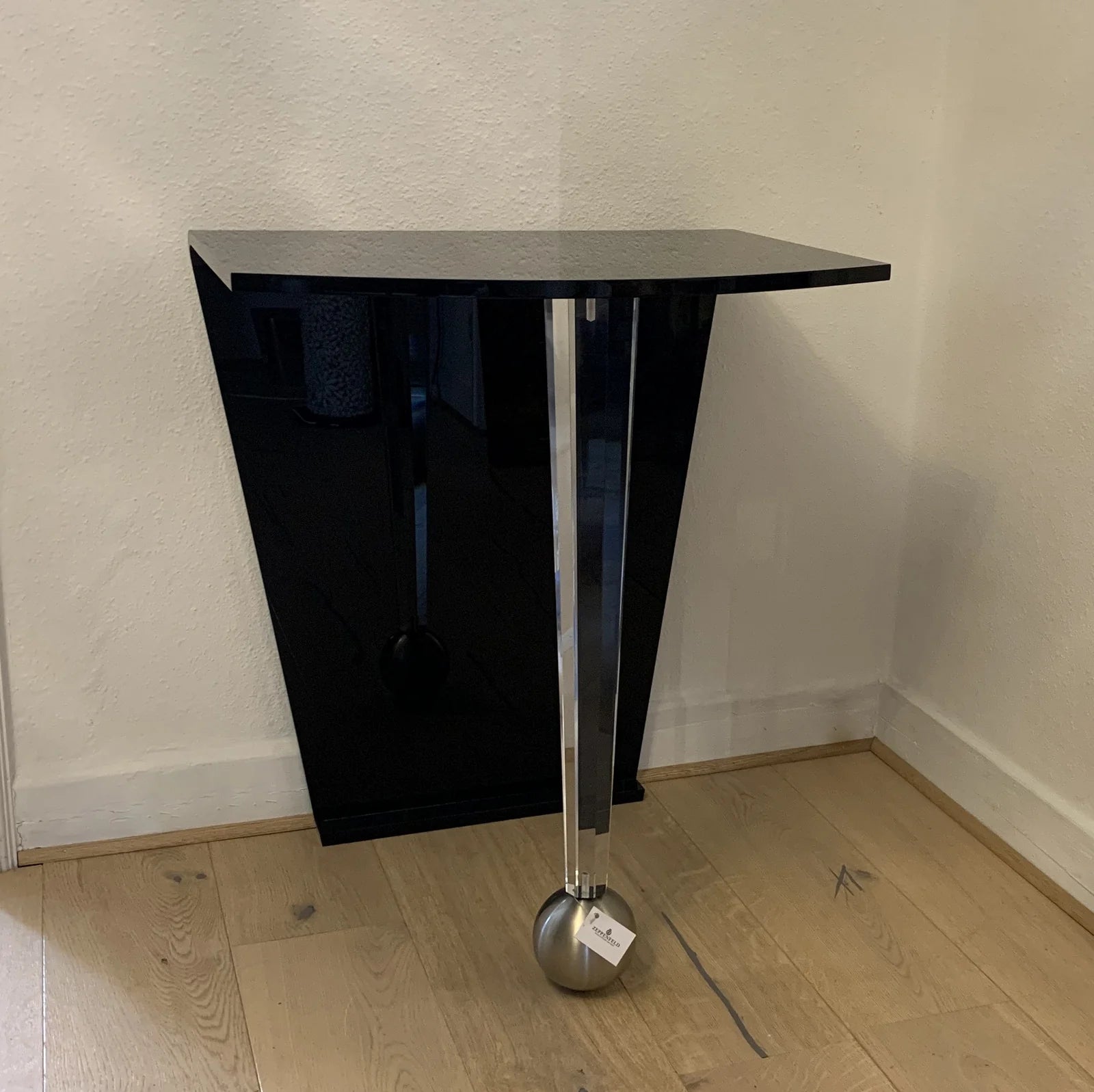 Casarte Konsole, Anstelltisch Saphir, Acryl Schwarz, Kugel Nickel