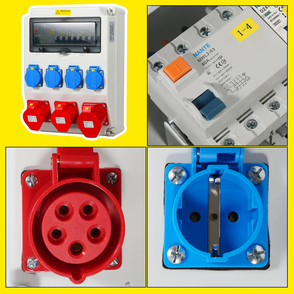 Sonnewelt Quadro di distribuzione a parete FI 4 prese Schuko e presa CEE 16/32A