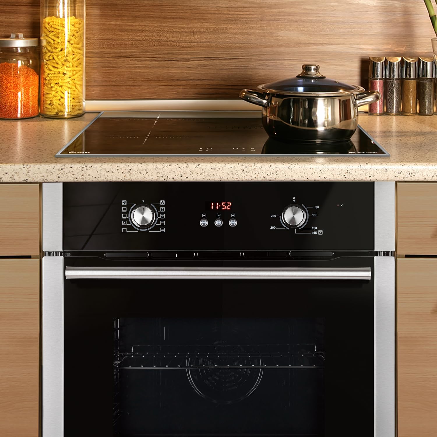 KKT KOLBE Autarkes Herdset | 60cm Einbaubackofen BO8805SS | 59cm Induktionskochfeld IH85900RL | Grill | Heißluft | Automatik-Timer | 2-fach Wärmeschutzverglasung | Kindersicherung | SET8805IH859RL