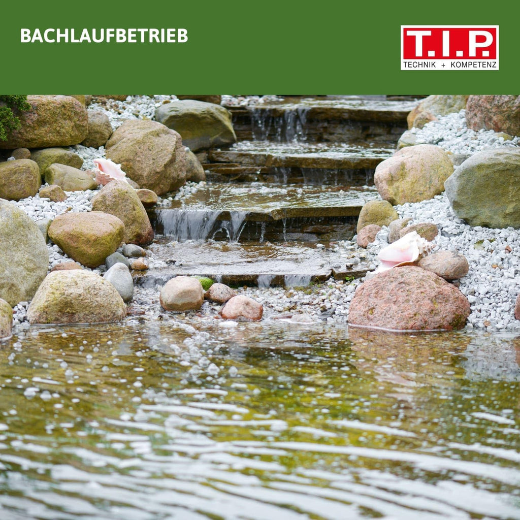T.I.P. Teichpumpe - Bachlaufpumpe (20.000 l Teichvolumen, 8.000 l/h Fördermenge, 4,5 m Förderhöhe, Auch für Wasserfälle und Filtersysteme, intregrierter Förderleistungsregler) BPF 8000 E, 30428