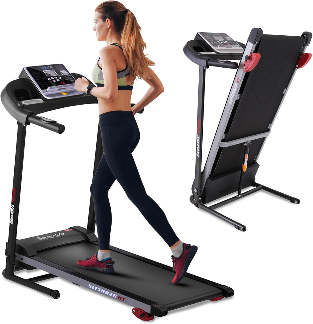 Tapis roulant SereneLife per la casa - Tapis roulant pieghevole, Tapis roulant, con display a LED, tapis roulant per la casa, sincronizzazione app Bluetooth, fitness digitale, tapis roulant con inclinazione, fino a 10 km/h