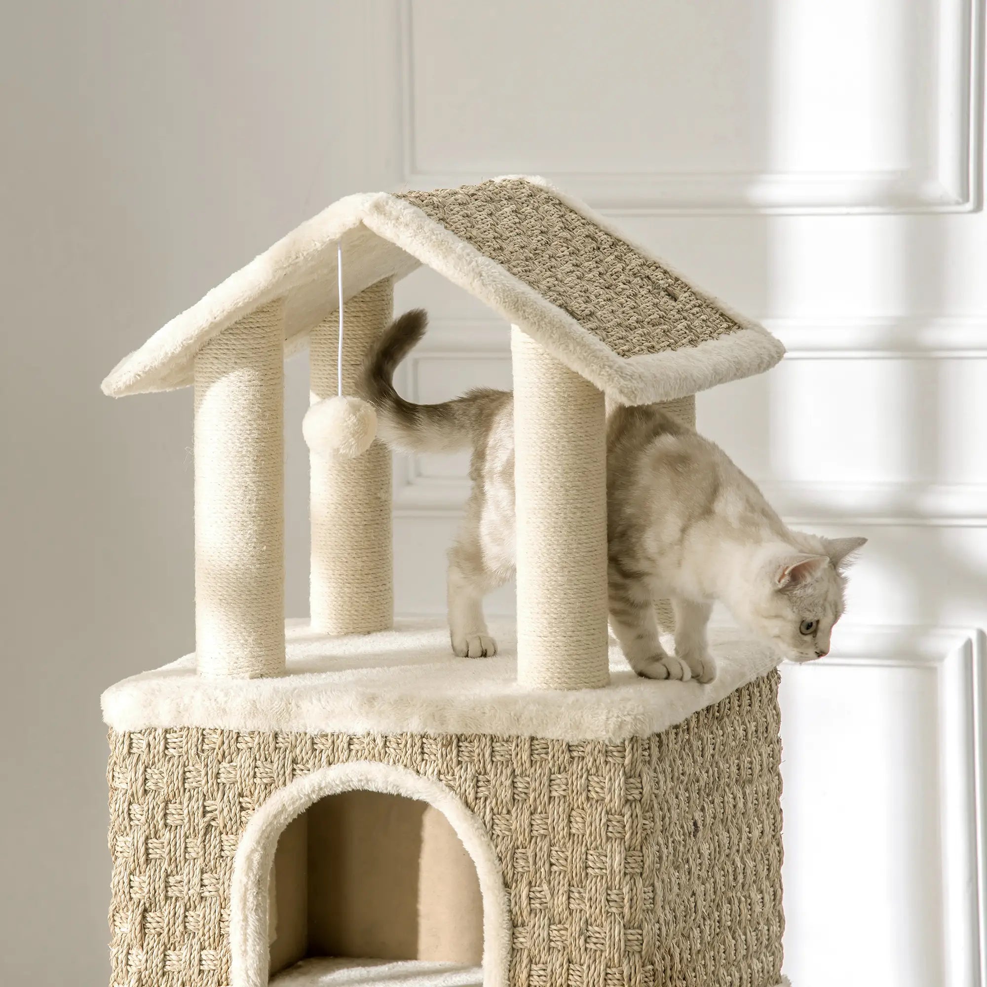 PawHut Tiragraffi Cuccia Gatto 2 in 1 con Pali in Sisal