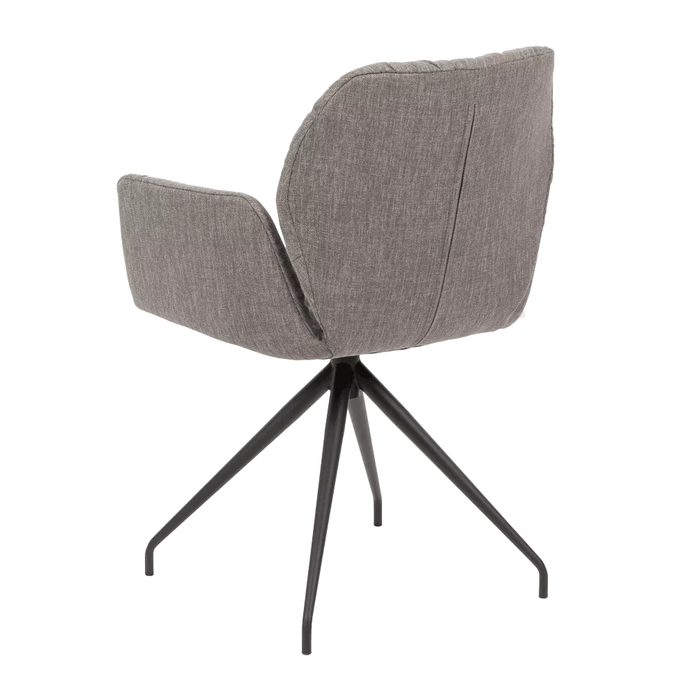 Sedia con braccioli Mobitec Mood #99, imbottitura in tessuto casuale, colore a scelta, base a ragno in metallo
