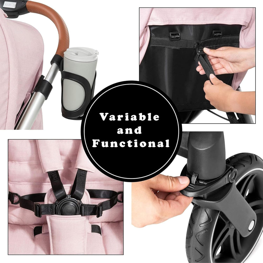 Hauck Uptown Passeggino Melange Rose – Passeggino per ogni terreno, seduta extra large, posizione nanna, ruote in gomma, sospensioni, compatto e facile da piegare, con parapioggia