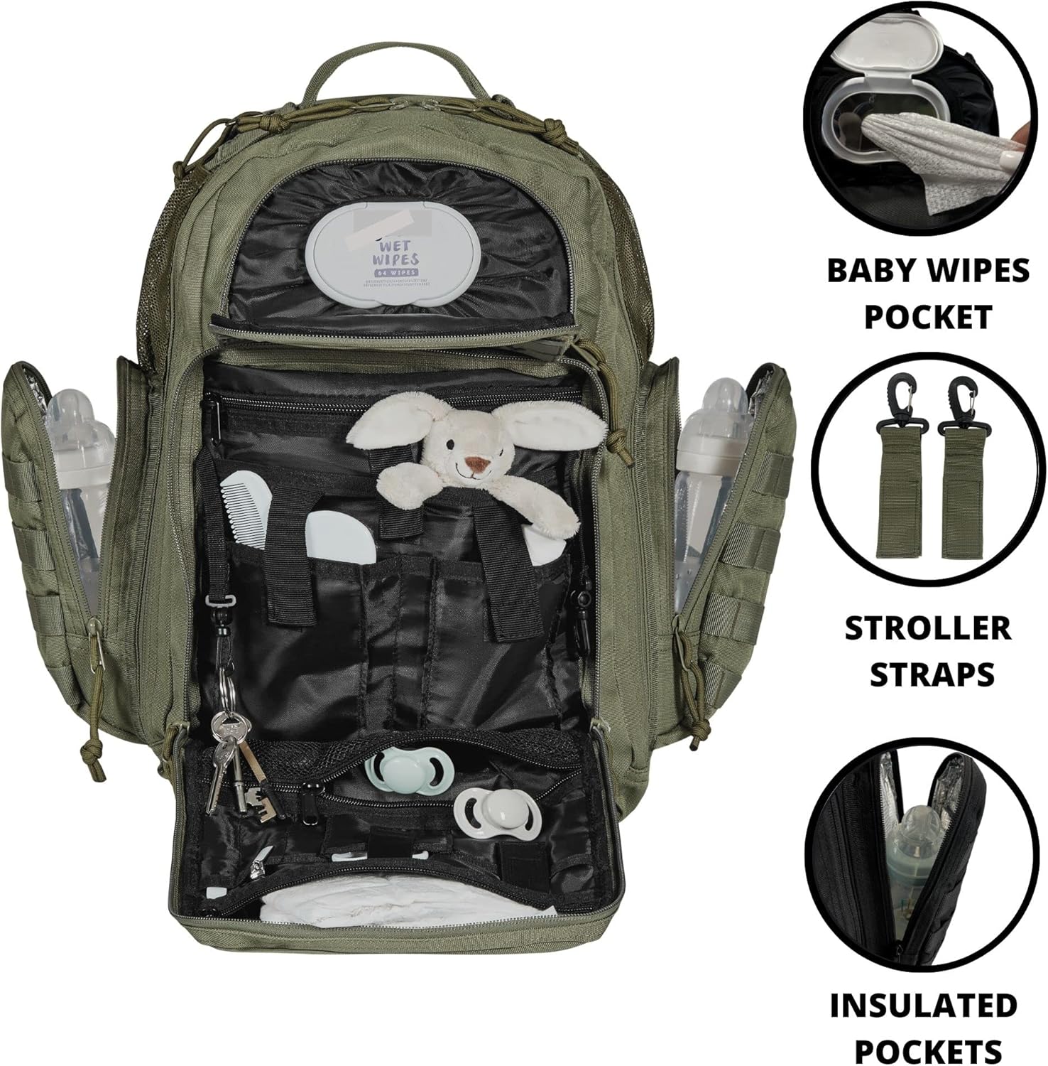Phil & Jack Zaino militare tattico per papà con fasciatoio, borsa fasciatoio per neonati per uomini e donne