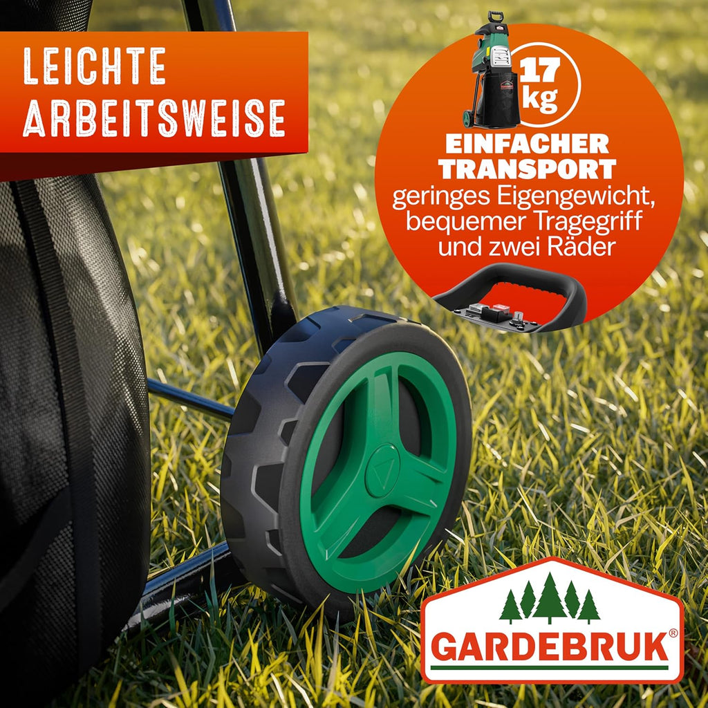Gardebruk® Leisehäcksler 3100 W max. 44 mm Aststärke Elektrisch 2 x 60 L Auffangbeutel Gartenhäcksler Walzenhäcksler Schredder Häcksler