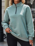 Lozenda - Maglione con cappuccio in tinta unita e mezza zip