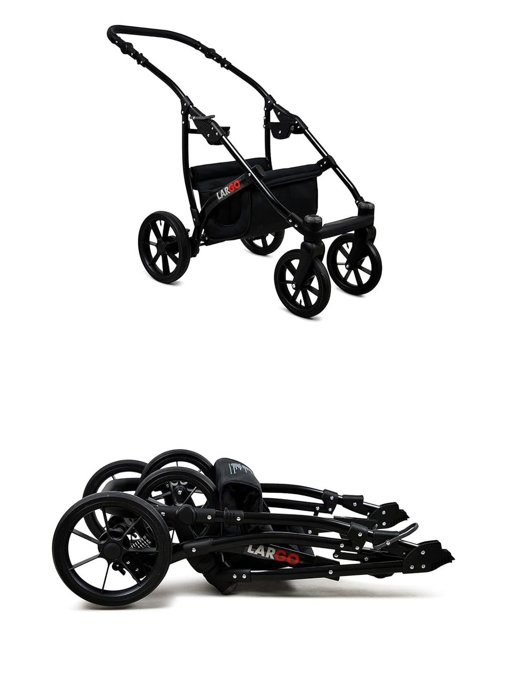 BabyLux Largo 2-in-1 Baby Kinderwagen Tief und Kinderwagen mit Zubehör Verstellbar und faltbar Aluminiumkonstruktion Wasserdicht Nicht abnehmbare Räder Brown Cream White Frame
