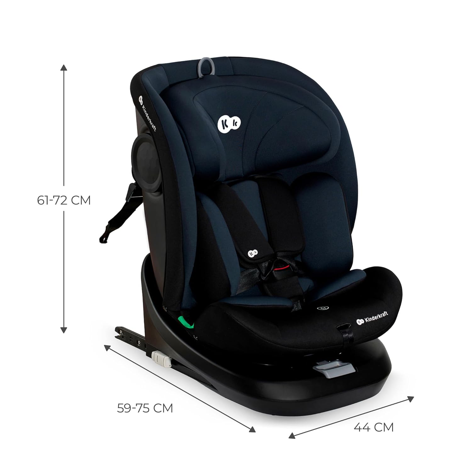Kinderkraft I-GROW Kindersitz 0-36 kg, I-SIZE 40-150 cm, 360 grad drehbar, Kinderautositz mit Isofix station, FWF und RWF, Verstellbare Kopfstütze/Rückenlehne mit Liegeposition, Grau