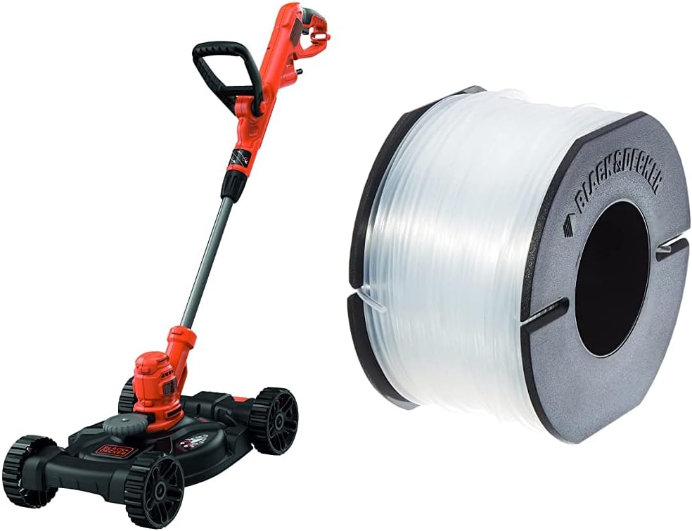 Black+Decker Tagliabordi/Rifilabordi/Tagliaerba 3-in-1 BESTA530CM (550W, 30 cm larghezza di taglio, estensione automatica filo AFS, include base su ruote, per piccoli giardini)