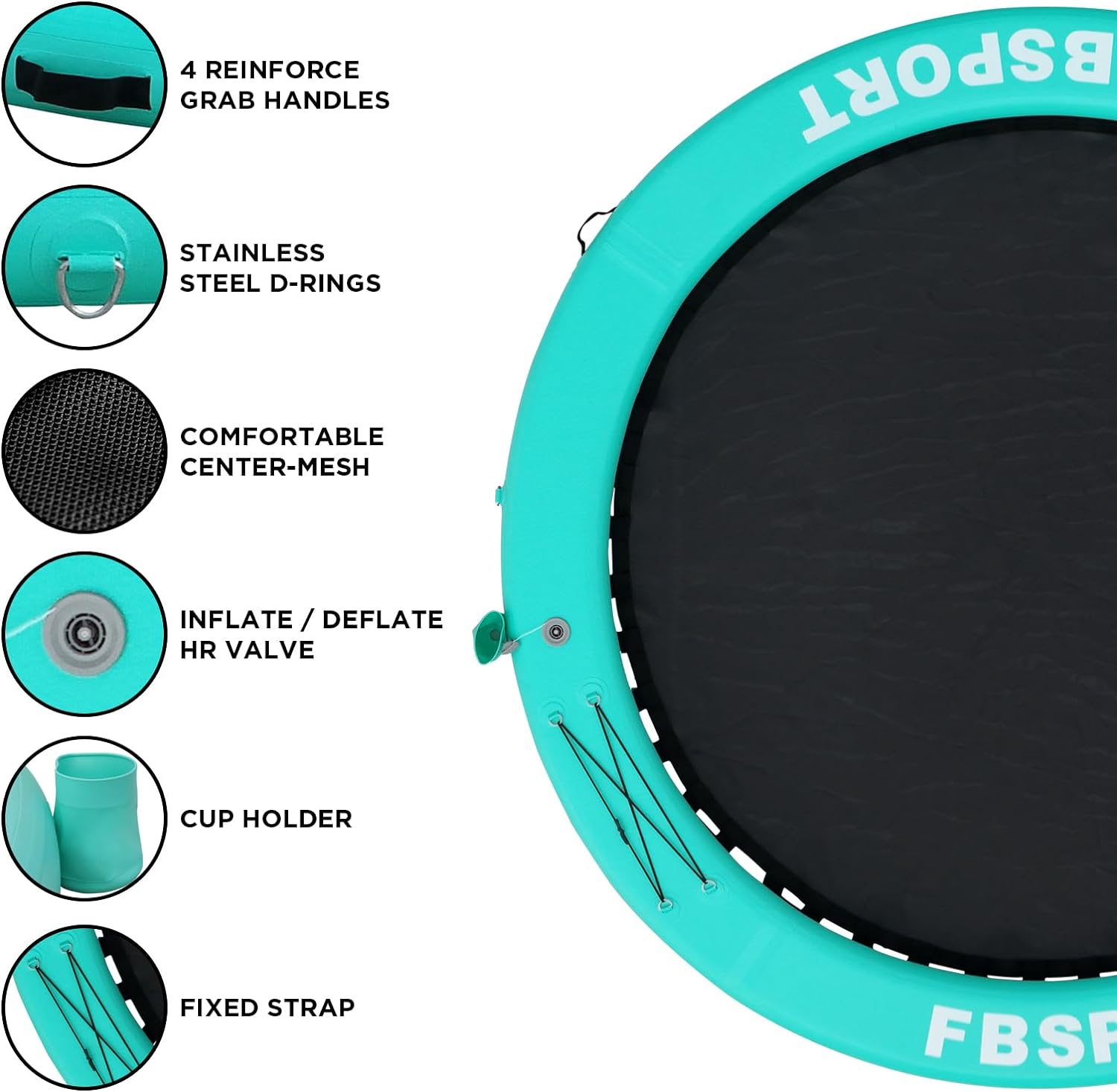 Dock gonfiabile, piattaforma galleggiante, lettino gonfiabile ad acqua da 2,44 m per lago con portabicchieri, anello gonfiabile rotondo, zattera galleggiante, isola prendisole, tappetino da piattaforma