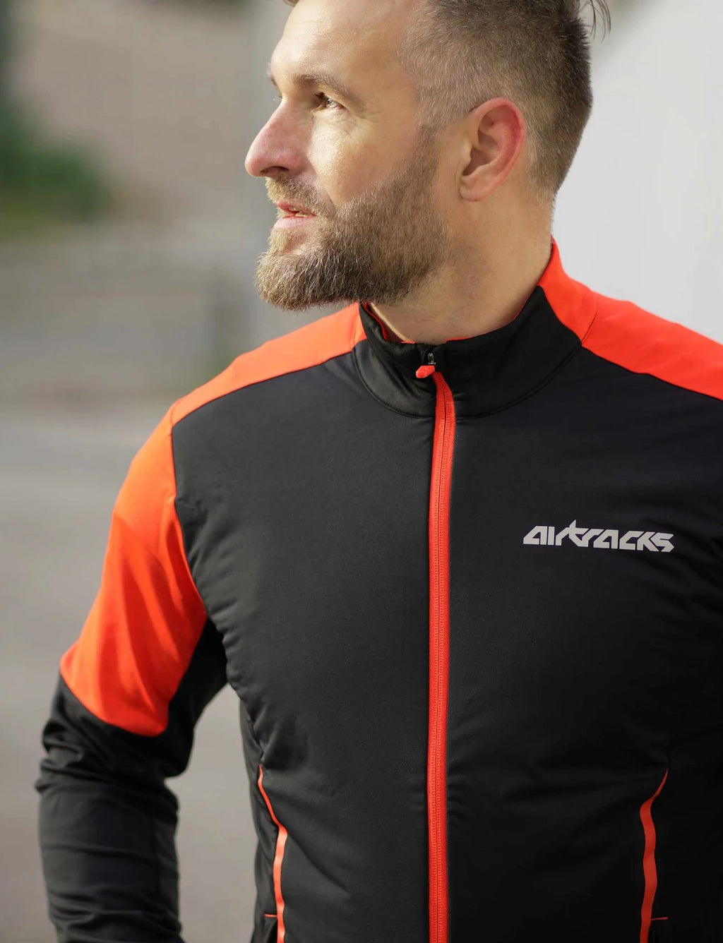 Herren Winter Fleece Laufshirt Langarm Thermo Running Sweatshirt Pro Line Schwarz Rot