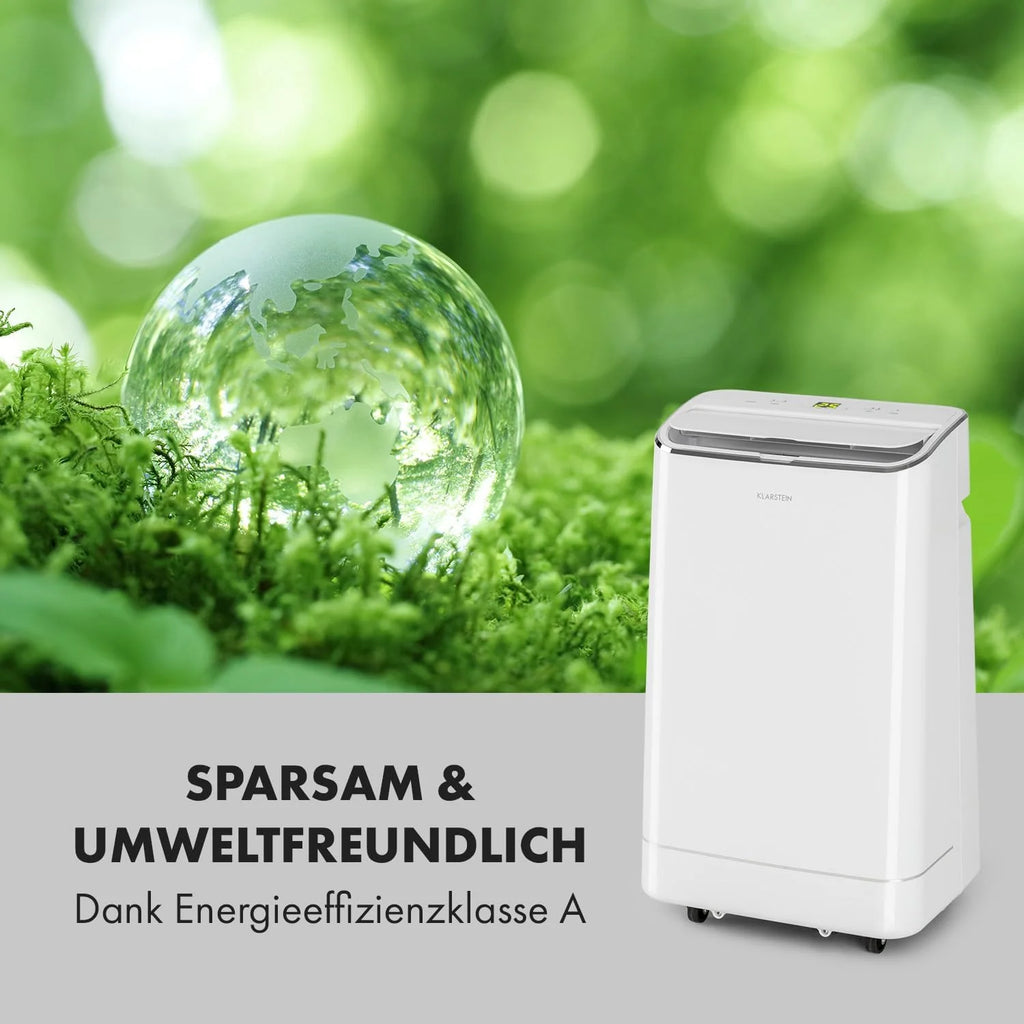 Klarstein Condizionatore Portatile 3-in-1 con Tubo di Scarico, Climatizzatore con Ventilatore, Deumidificatore e Modalità Notturna, Climatizzatore Piccolo e Portatile per Casa e Ufficio, 12000 BTU Basso Consumo