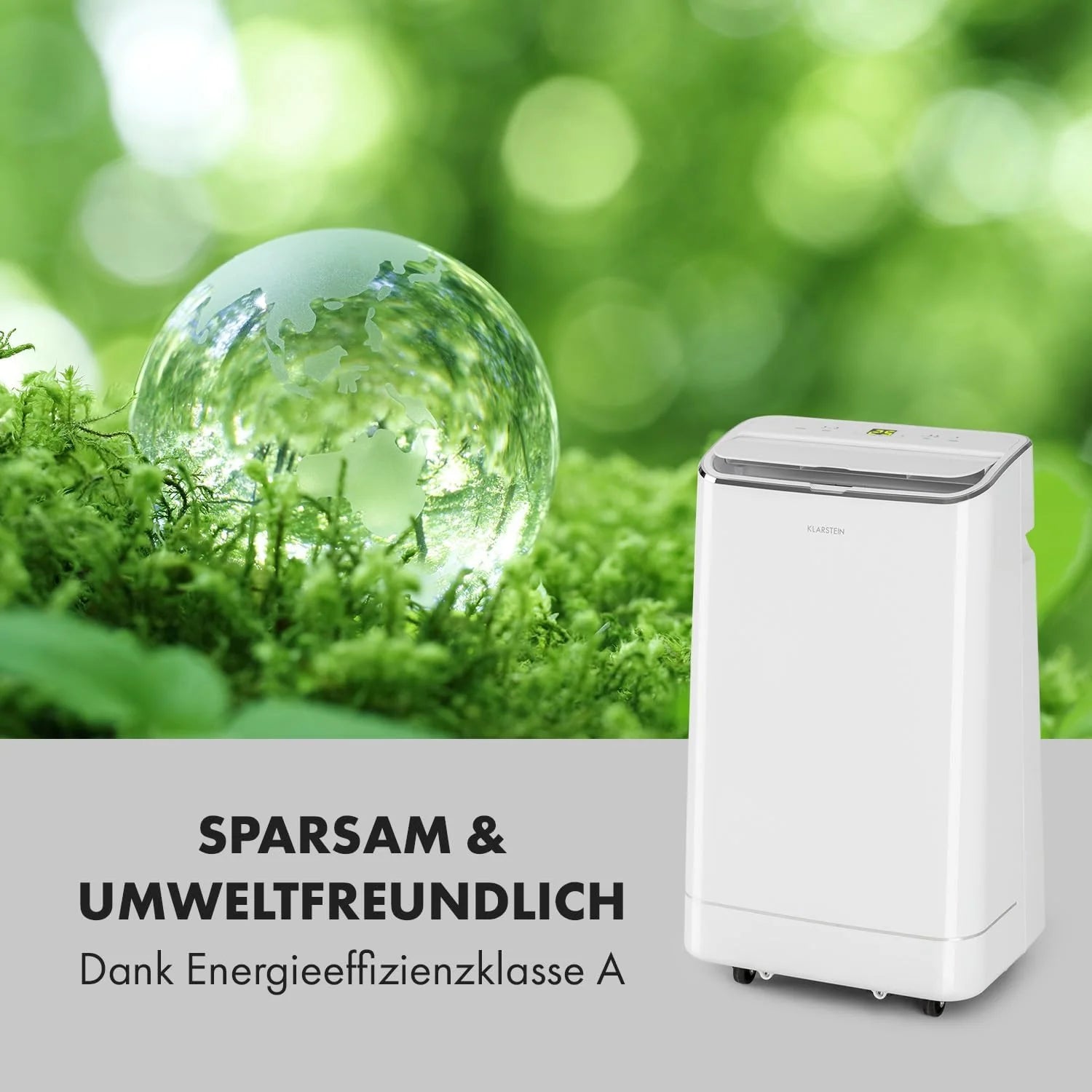 Klarstein Condizionatore Portatile 3-in-1 con Tubo di Scarico, Climatizzatore con Ventilatore, Deumidificatore e Modalità Notturna, Climatizzatore Piccolo e Portatile per Casa e Ufficio, 12000 BTU Basso Consumo