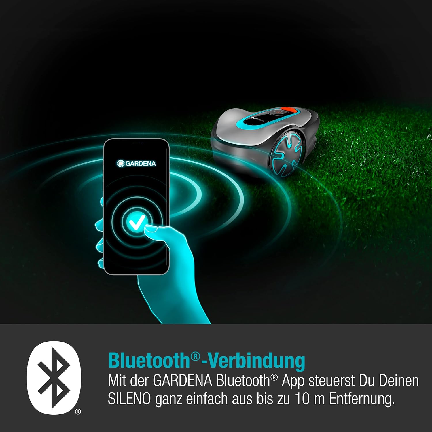Gardena Rasaerba robotizzato SILENO minimo 500 m: tosaerba intelligente con connettività ottimale, programmabile con l'app Gardena Bluetooth, versione DE (15202-20)