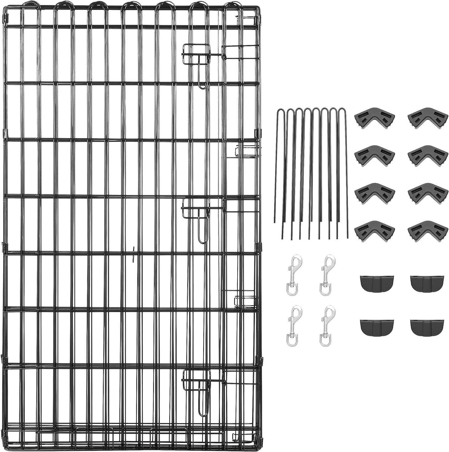 Amazon Basics - Achteckig, Laufgehege für Hunde und andere Haustiere, faltbar, Metall, mit Tür,122 cm, Schwarz
