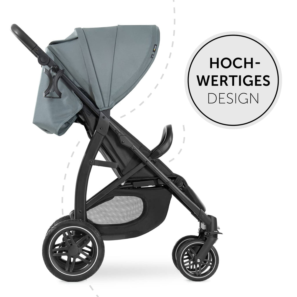 hauck Buggy Rapid 4D per bambini dalla nascita fino a 22 kg con funzione reclinabile, pneumatici in gomma, portabevande, UPF 50+, compatto, cestino XL fino a 3 kg (Jungle Green)